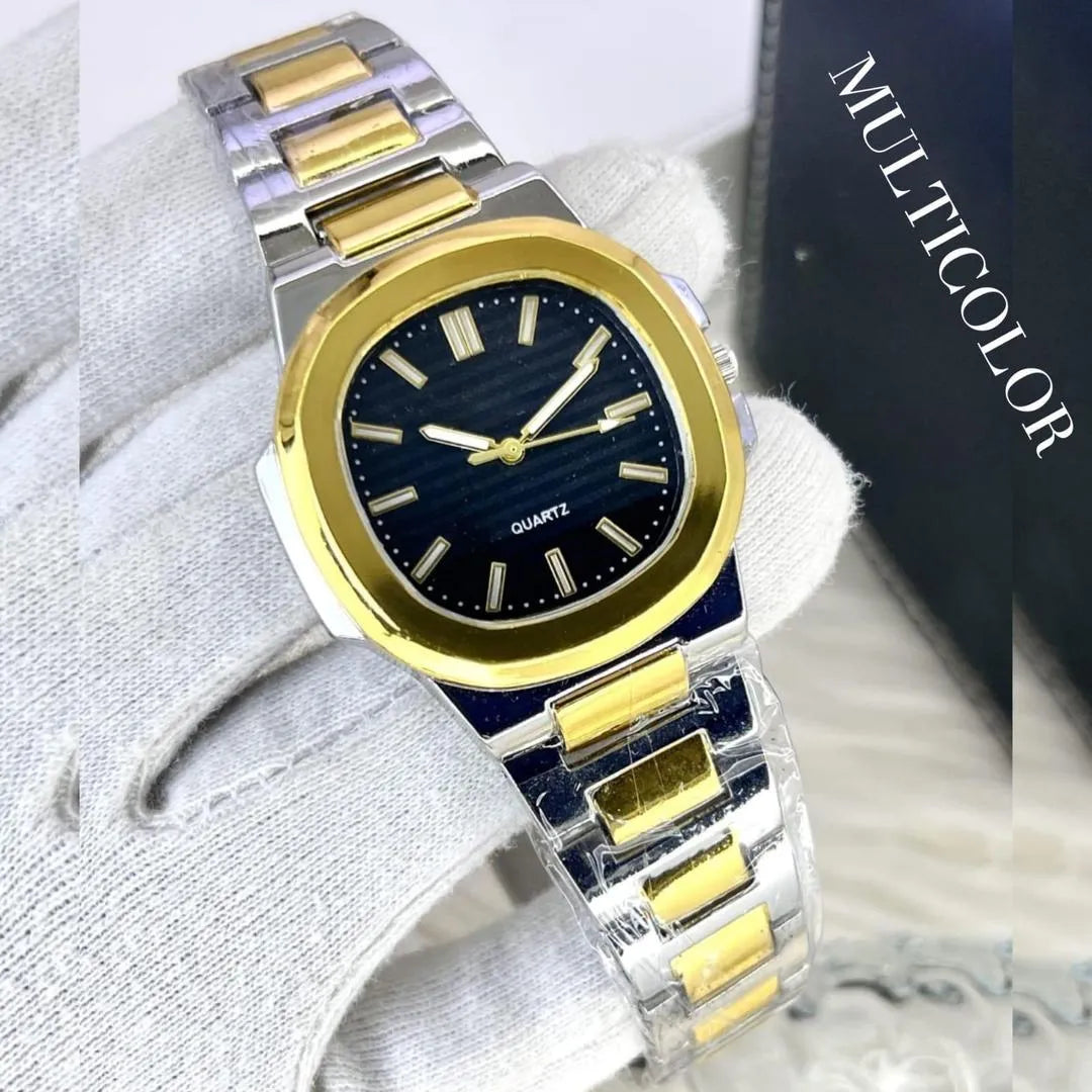 Men's square stylish analog watch with chain strap